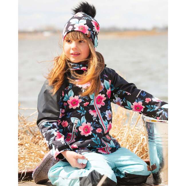 3-In-1 Two-Piece Mid-Season Outerwear Set, Black Printed Flowers