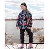 3-In-1 Two-Piece Mid-Season Outerwear Set, Black Floral Print - Raincoats - 2