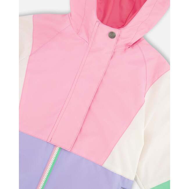 3-In-1 Two-Piece Mid-Season Outerwear Set, Pink Colorblock - Raincoats - 6