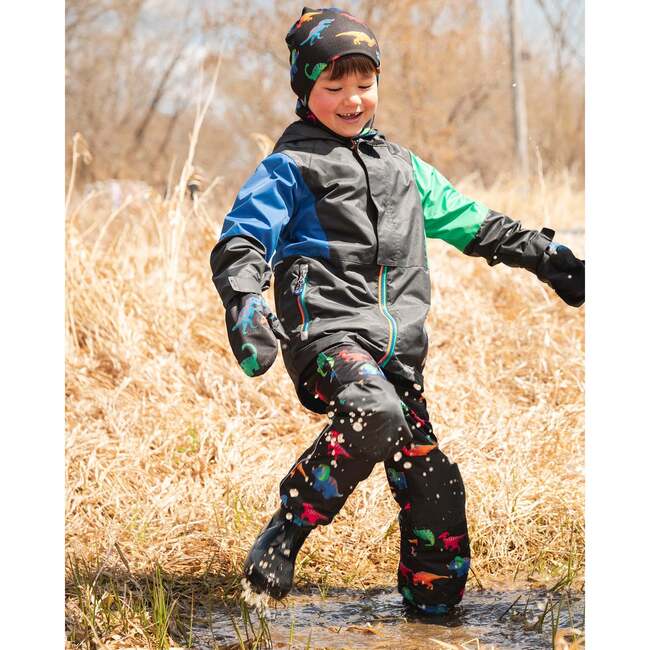 3-In-1 Two-Piece Mid-Season Outerwear Set, Black Dinosaur Print