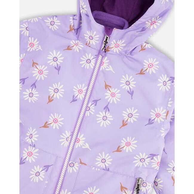 3-In-1 Two-Piece Mid-Season Outerwear Set, Purple Daisy Print - Raincoats - 7