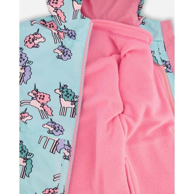 3-In-1 Two-Piece Mid-Season Outerwear Set, Blue Unicorn Print - Raincoats - 8