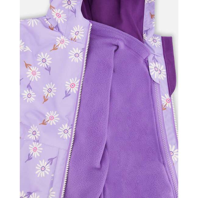 3-In-1 Two-Piece Mid-Season Outerwear Set, Purple Daisy Print - Raincoats - 9