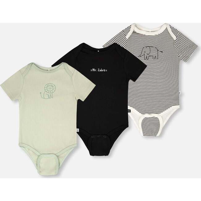 3 Pack Evolutive Organic Cotton Jersey Onesies, Sage Green