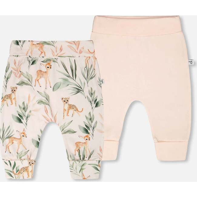 2 Pack Organic Cotton Jersey Evolutive Pants, Peach Deer Print