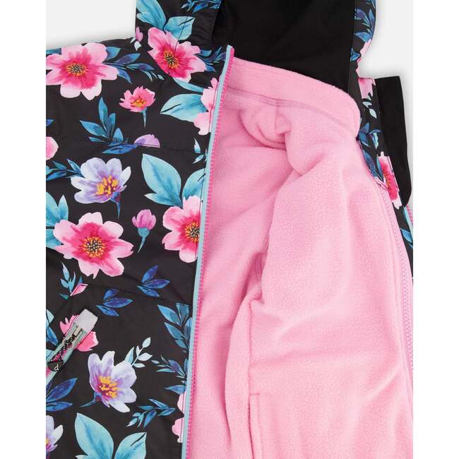 3-In-1 Two-Piece Mid-Season Outerwear Set, Black Floral Print - Raincoats - 8