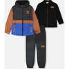 3-In-1 Two-Piece Mid-Season Outerwear Set, Black And Brown - Raincoats - 1 - thumbnail