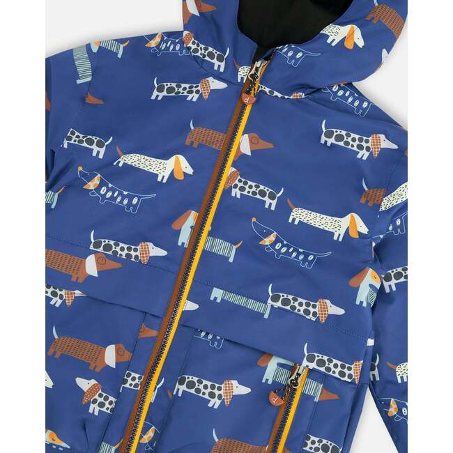 3-In-1 Two-Piece Mid-Season Outerwear Set, Blue Printed Dogs - Raincoats - 6