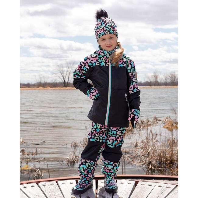 3-In-1 Two-Piece Mid-Season Outerwear Set, Black Animal Print