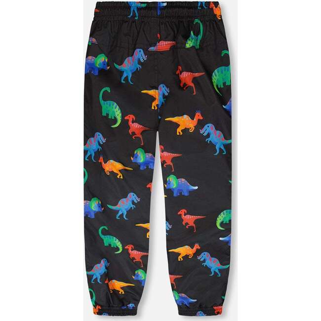 3-In-1 Two-Piece Mid-Season Outerwear Set, Black Dinosaur Print - Raincoats - 6