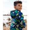 Packable Windbreaker In Polyester, Blue Dinosaur Print - Jackets - 2