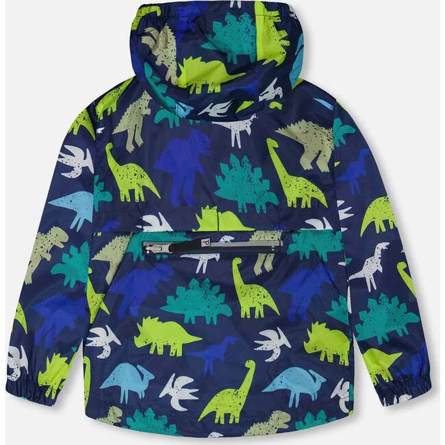 Packable Windbreaker In Polyester, Blue Dinosaur Print - Jackets - 4