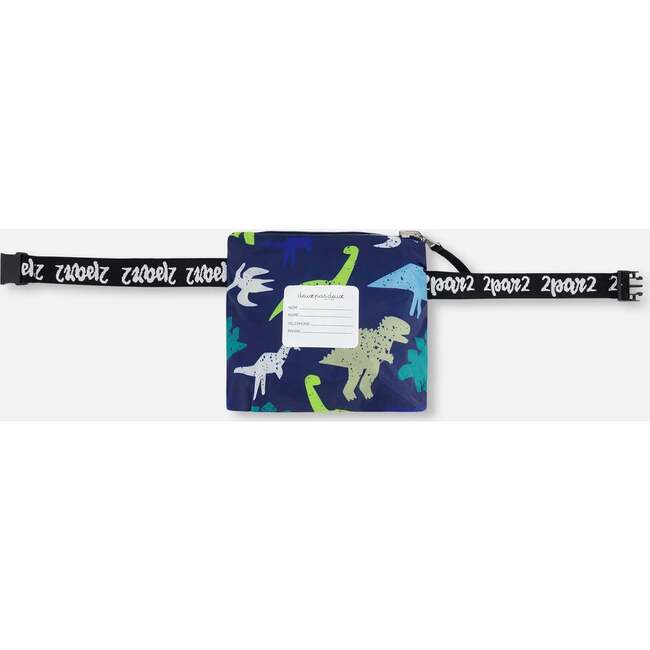 Packable Windbreaker In Polyester, Blue Dinosaur Print - Jackets - 6