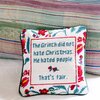The Grinch Needlepoint Pillow, White, Green, Red - Decorative Pillows - 2