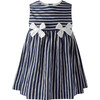 Stripe Bow Dress, Navy - Dresses - 1 - thumbnail