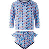 Sailboat Rashguard Set, Blue - Two Pieces - 1 - thumbnail