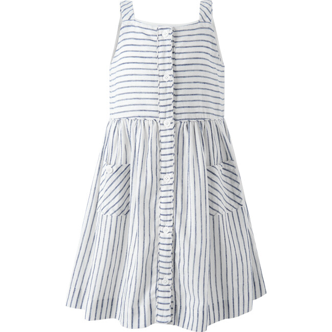 Stripe Button Front Sundress, Navy