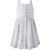 Stripe Button Front Sundress, Navy - Dresses - 1 - thumbnail