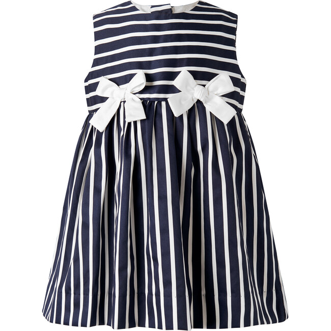 Stripe Bow Dress & Bloomers, Navy