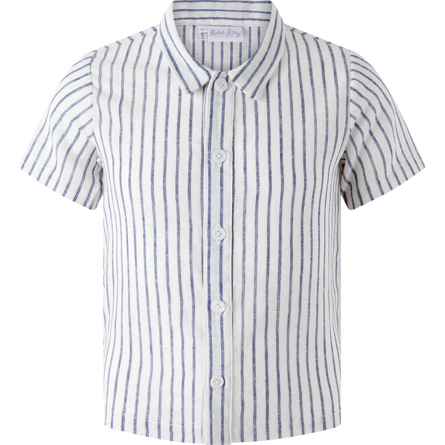 Linen Stripe Shirt, Navy
