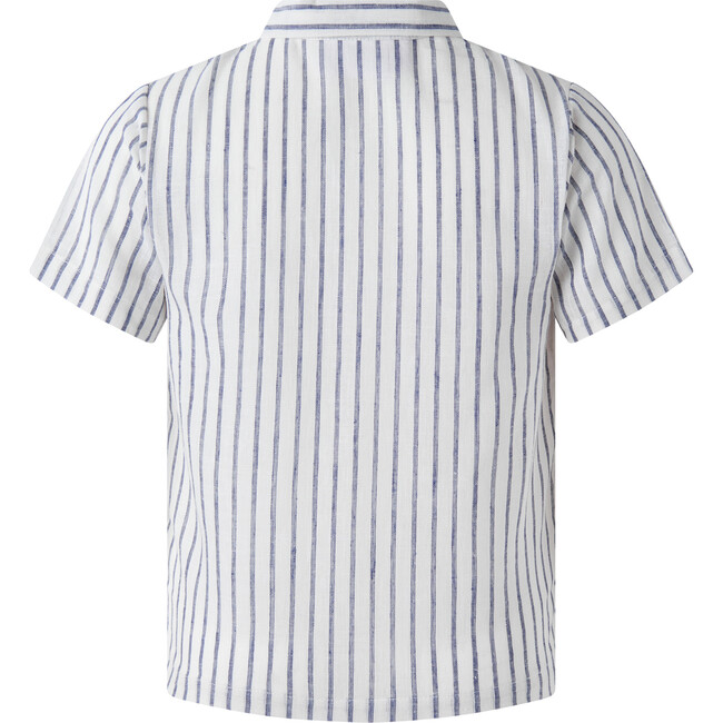 Linen Stripe Shirt, Navy