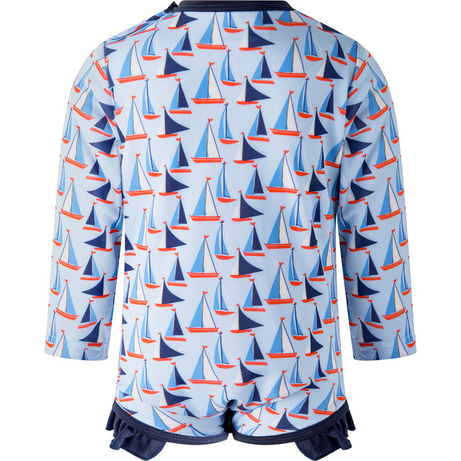 Sailboat Frill Rashguard, Blue