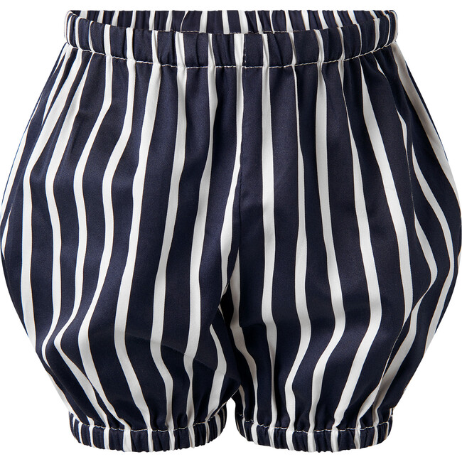 Stripe Bow Dress & Bloomers, Navy - Dresses - 3