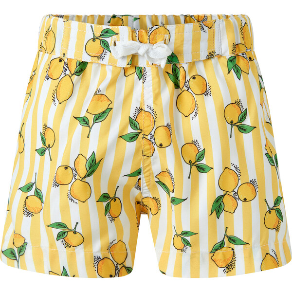 Lemon Stripe Swim Trunks, Yellow