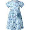 Floral Button Front Dress, Blue - Dresses - 1 - thumbnail