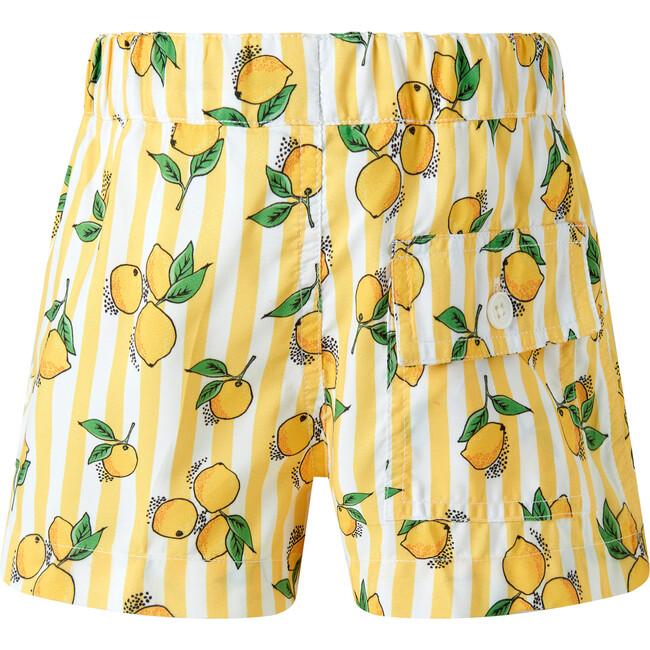 Lemon Stripe Swim Trunks, Yellow