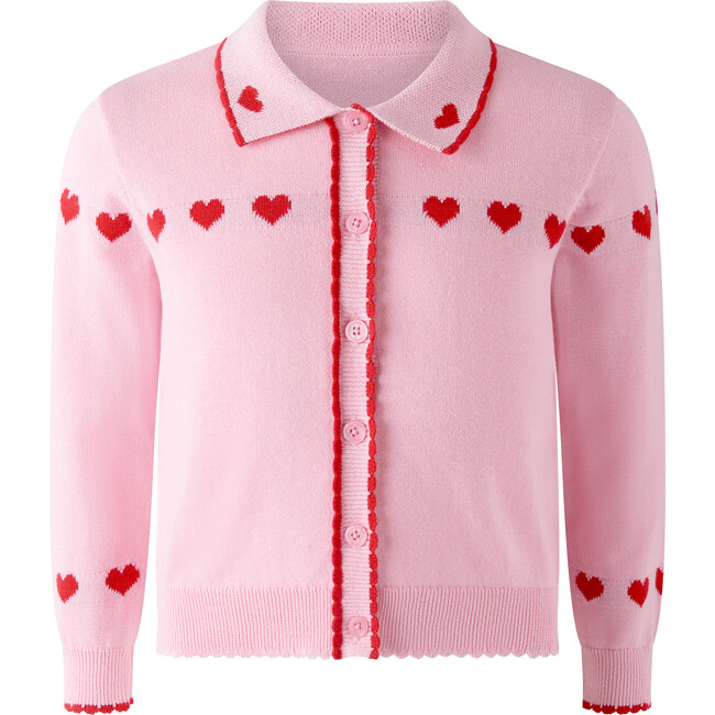 Heart Intarsia Cardigan, Pink