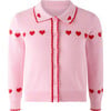 Heart Intarsia Cardigan, Pink - Cardigans - 1 - thumbnail