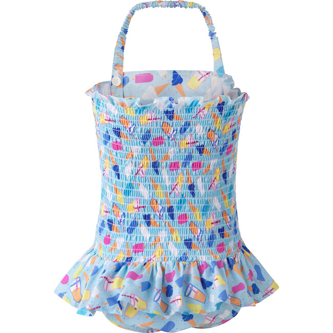 Ice Cream Frill Swimsuit, Blue