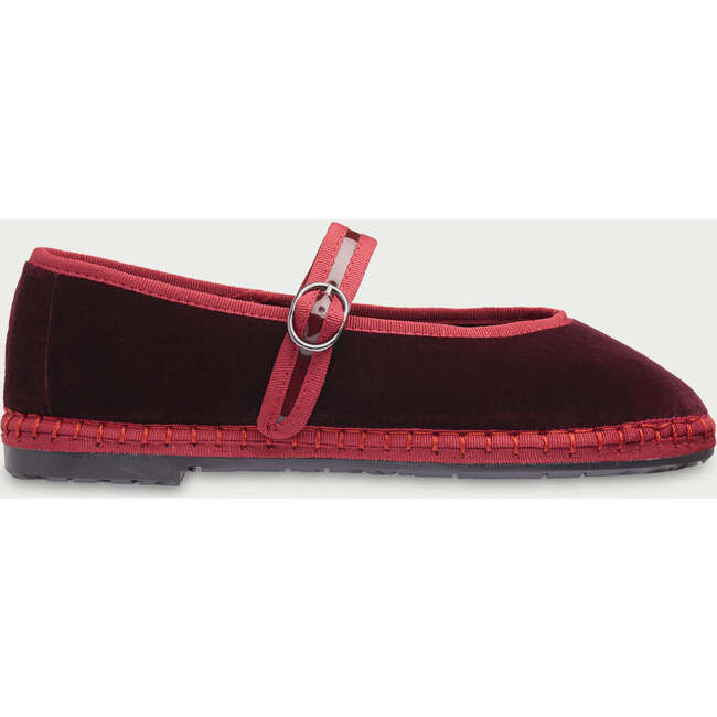 Women Velvet Ballerina Pierre Wine