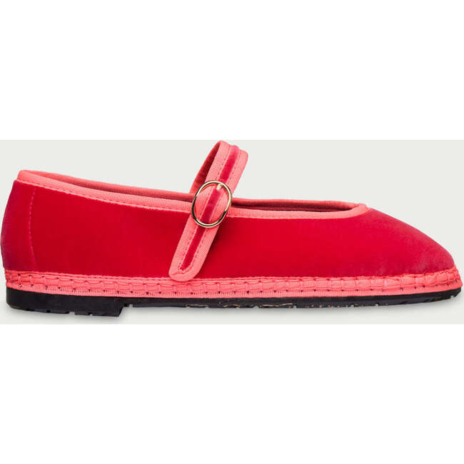 Women Velvet Ballerina Pierre Pink