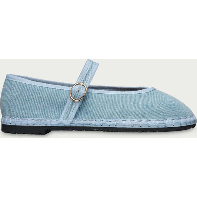Women Velvet Ballerina Pierre Denim Blue