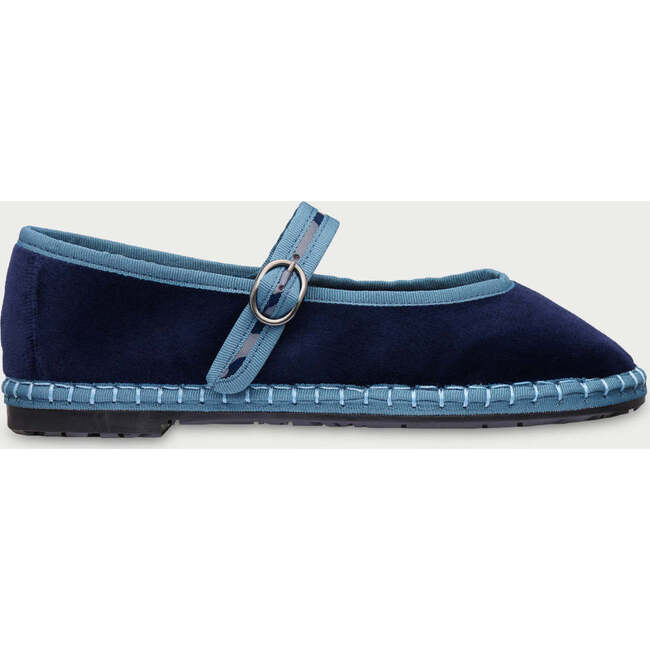 Women Velvet Ballerina Pierre Blue