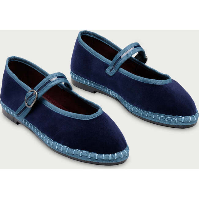 Women Velvet Ballerina Pierre Blue