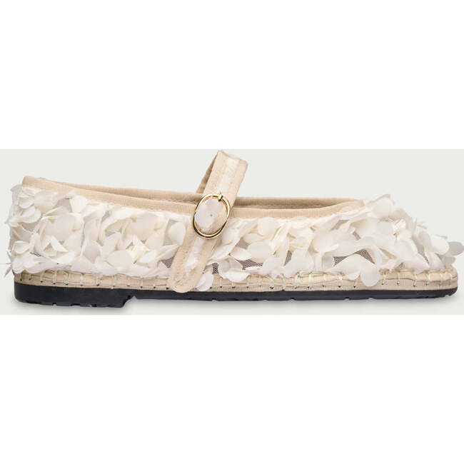 Women Velvet Ballerina Pierre Lotus White