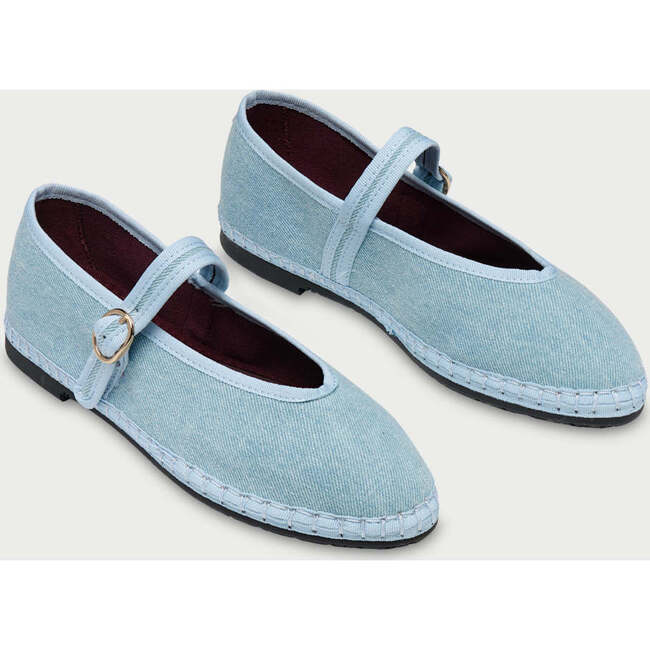 Women Velvet Ballerina Pierre Denim Blue