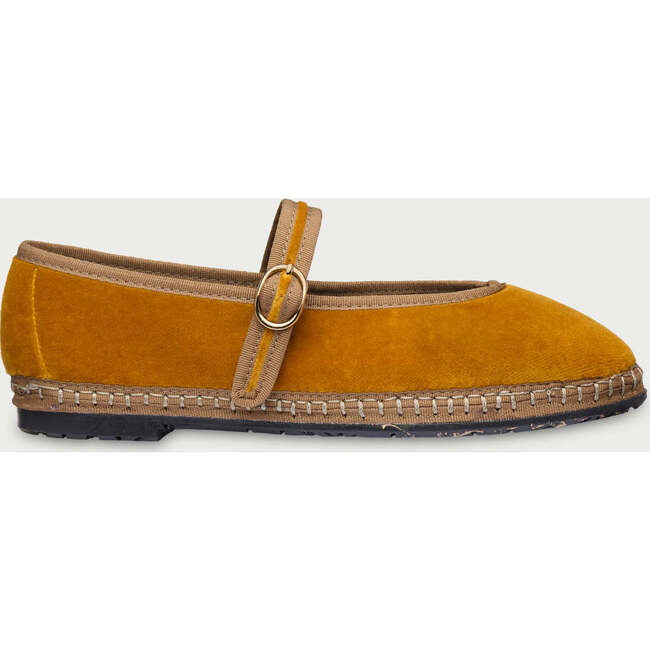 Women Velvet Ballerina Pierre Mustard