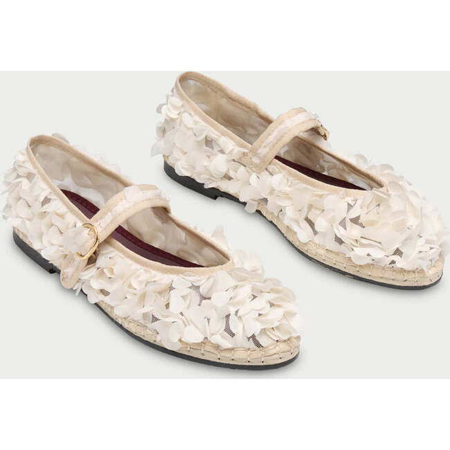 Women Velvet Ballerina Pierre Lotus White