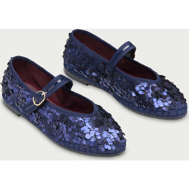 Women Velvet Ballerina Pierre Sequins Navy