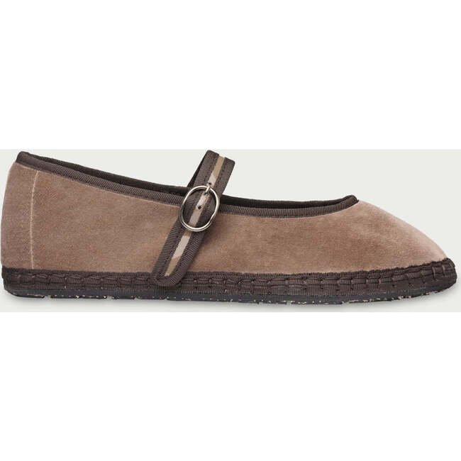 Women Velvet Ballerina Pierre Beige
