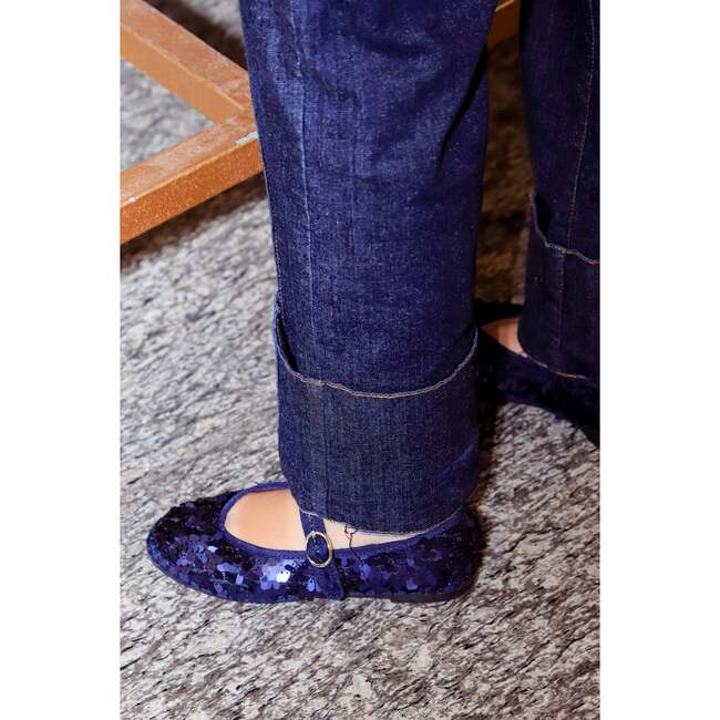 Women Velvet Ballerina Pierre Sequins Navy - Mary Janes - 3