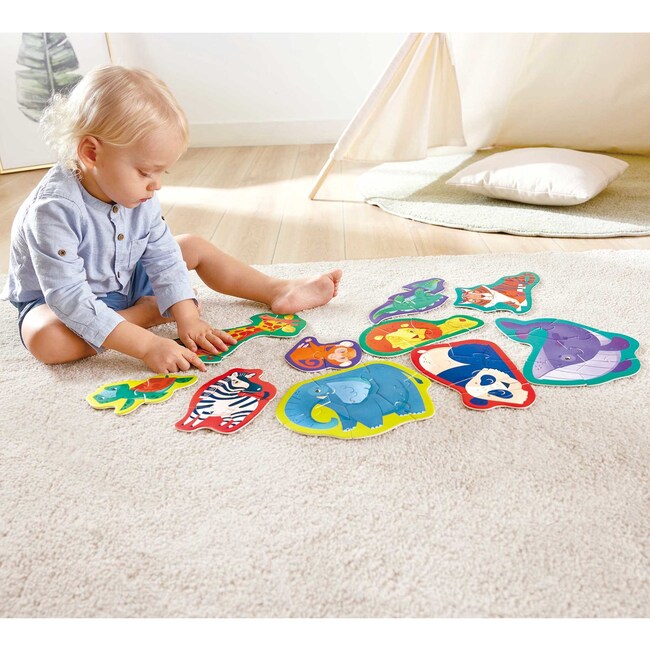 Hape: Jungle Friends Puzzle - 10 Mini Animal Shaped Puzzles