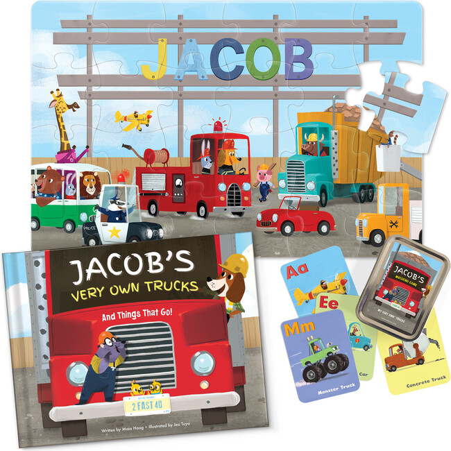 My Very Own Truck Personalized Book, 24 Piece Puzzle and Card Game Gift Set