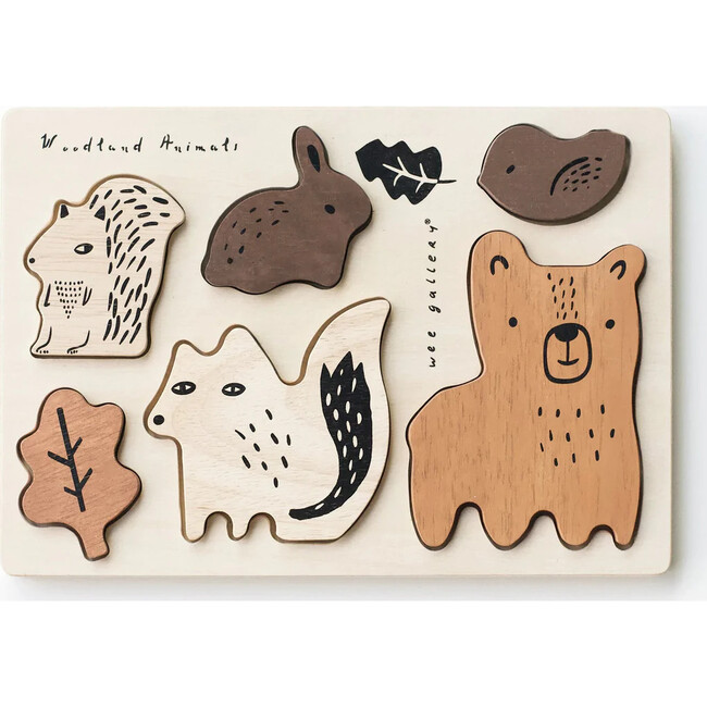 WOODEN TRAY PUZZLE - WOODLAND ANIMALS - 2ND EDITION, Brown - Wooden Puzzles - 1