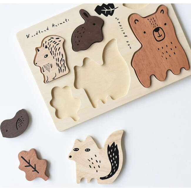 WOODEN TRAY PUZZLE - WOODLAND ANIMALS - 2ND EDITION, Brown - Wooden Puzzles - 3