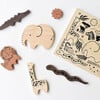 WOODEN TRAY PUZZLE - SAFARI ANIMALS - 2ND EDITION, Brown - Wooden Puzzles - 3 - thumbnail